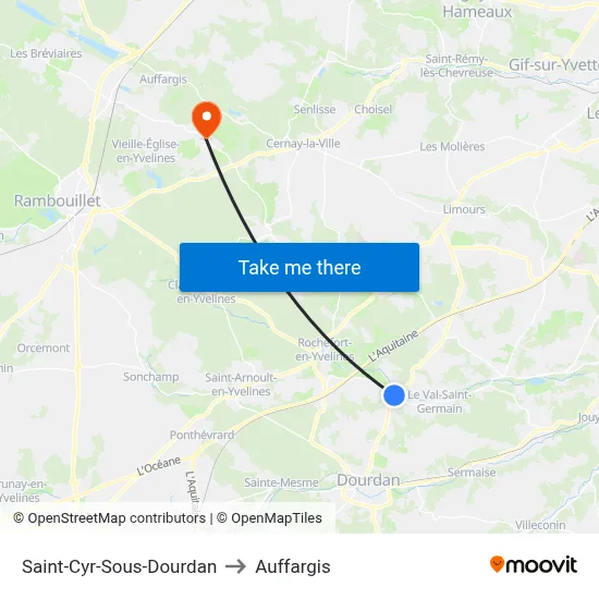 Saint-Cyr-Sous-Dourdan to Auffargis map