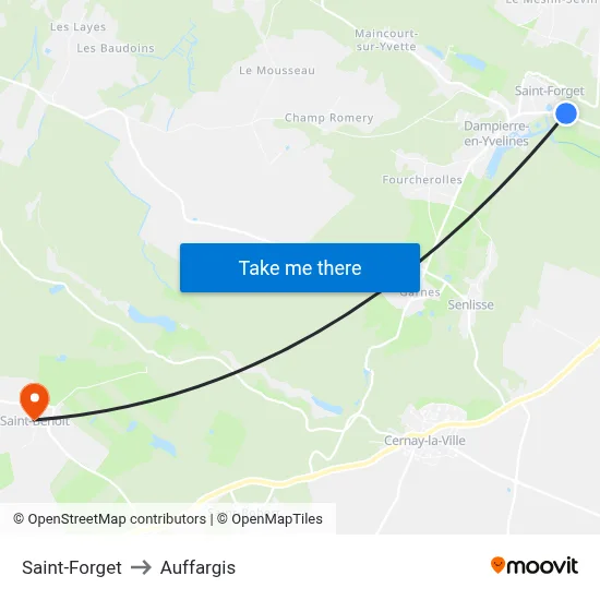 Saint-Forget to Auffargis map