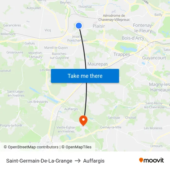 Saint-Germain-De-La-Grange to Auffargis map
