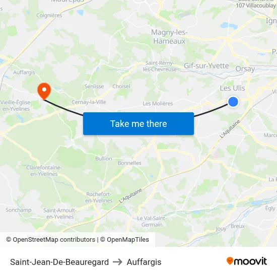 Saint-Jean-De-Beauregard to Auffargis map
