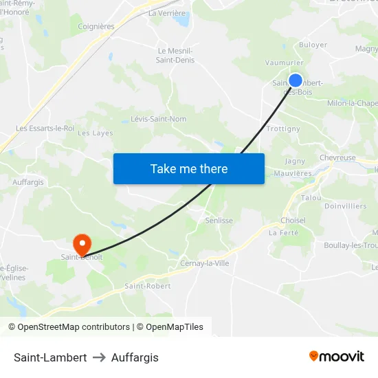 Saint-Lambert to Auffargis map