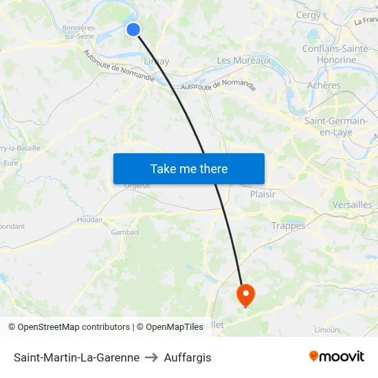 Saint-Martin-La-Garenne to Auffargis map
