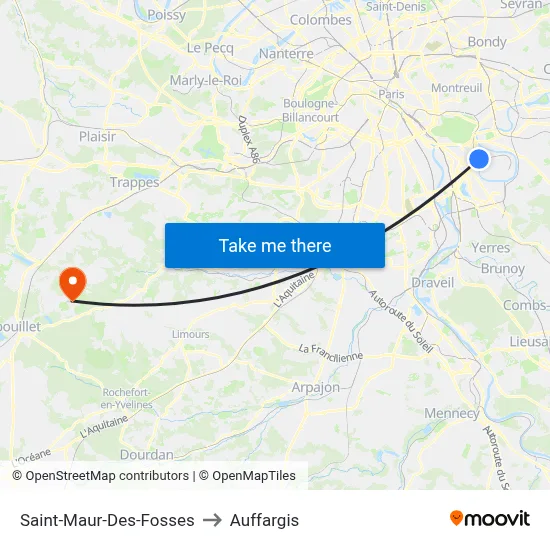 Saint-Maur-Des-Fosses to Auffargis map