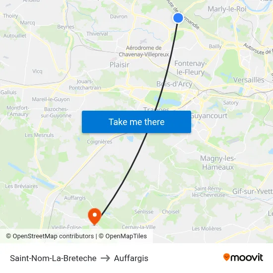 Saint-Nom-La-Breteche to Auffargis map