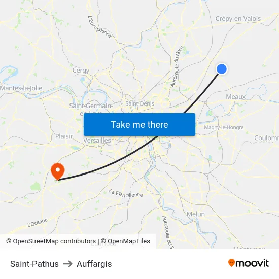 Saint-Pathus to Auffargis map