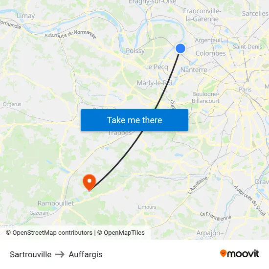 Sartrouville to Auffargis map