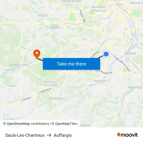 Saulx-Les-Chartreux to Auffargis map