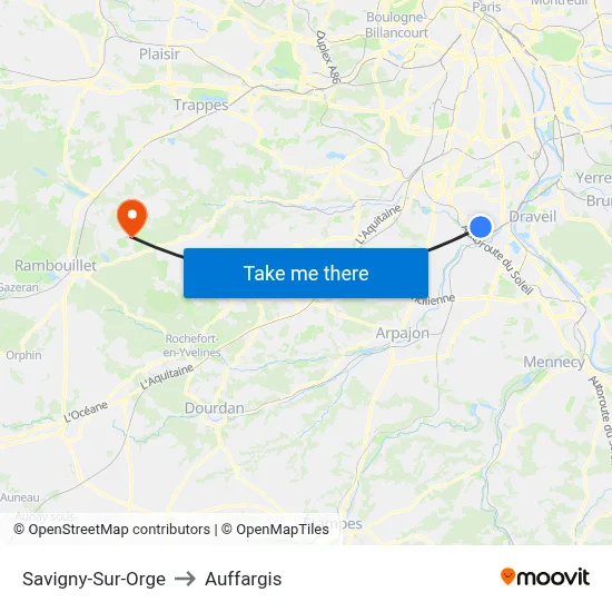 Savigny-Sur-Orge to Auffargis map