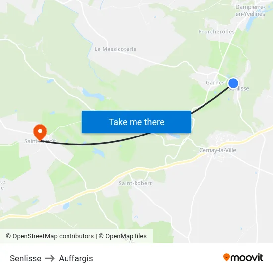 Senlisse to Auffargis map
