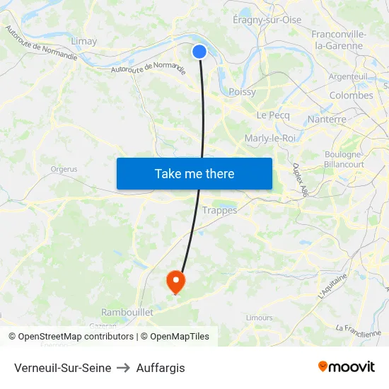 Verneuil-Sur-Seine to Auffargis map