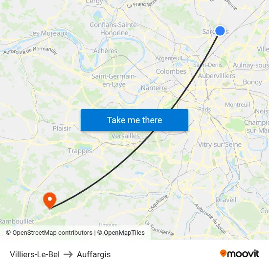 Villiers-Le-Bel to Auffargis map
