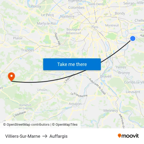 Villiers-Sur-Marne to Auffargis map
