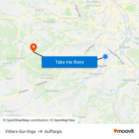 Villiers-Sur-Orge to Auffargis map