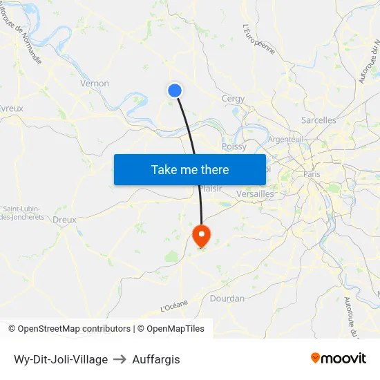 Wy-Dit-Joli-Village to Auffargis map