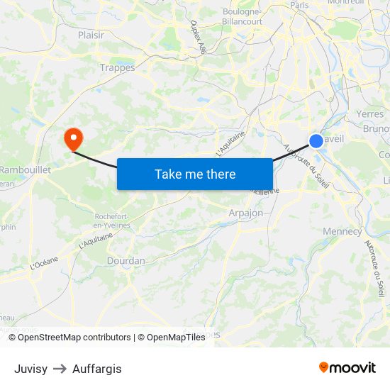 Juvisy to Auffargis map