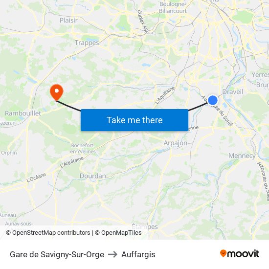 Gare de Savigny-Sur-Orge to Auffargis map