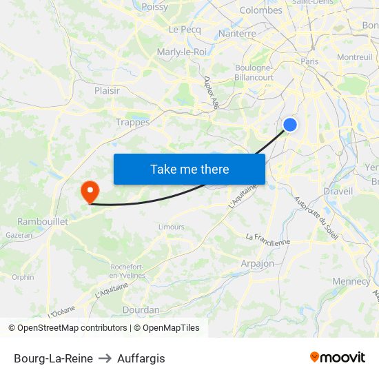 Bourg-La-Reine to Auffargis map