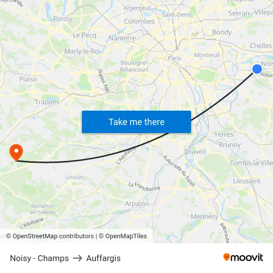 Noisy - Champs to Auffargis map