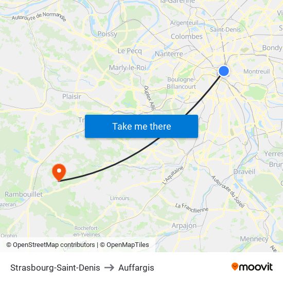 Strasbourg-Saint-Denis to Auffargis map