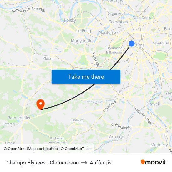 Champs-Élysées - Clemenceau to Auffargis map