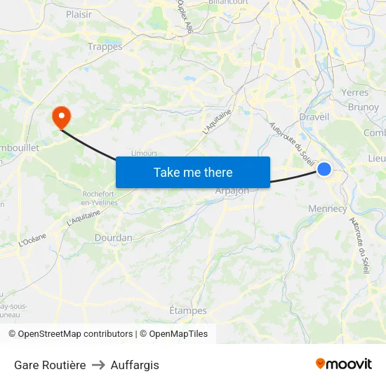Gare Routière to Auffargis map