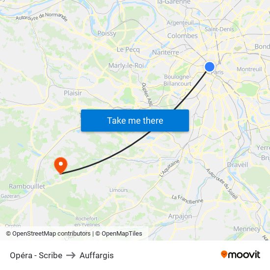 Opéra - Scribe to Auffargis map