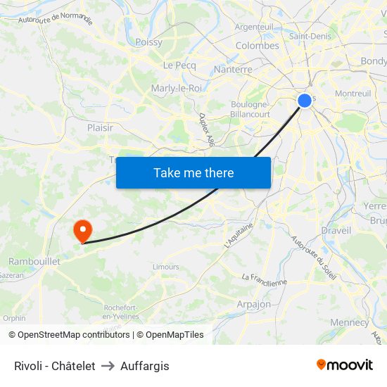 Rivoli - Châtelet to Auffargis map