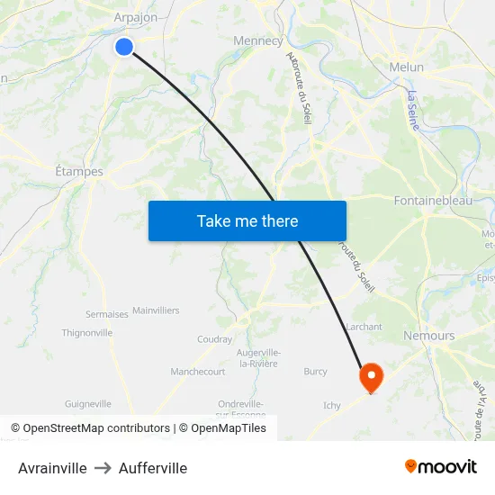 Avrainville to Aufferville map