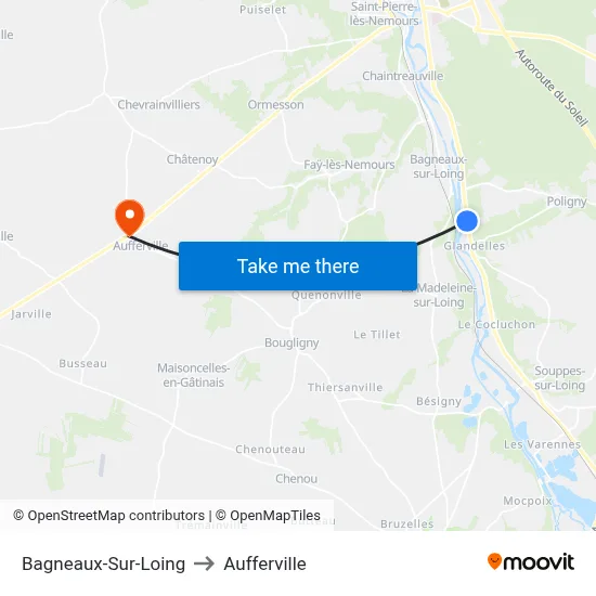 Bagneaux-Sur-Loing to Aufferville map