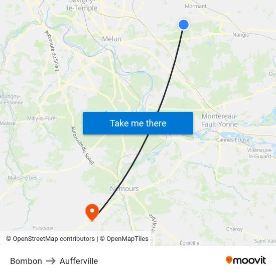 Bombon to Aufferville map