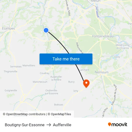 Boutigny-Sur-Essonne to Aufferville map