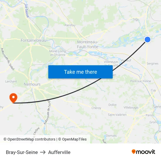 Bray-Sur-Seine to Aufferville map
