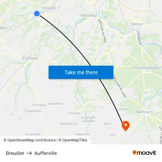Breuillet to Aufferville map