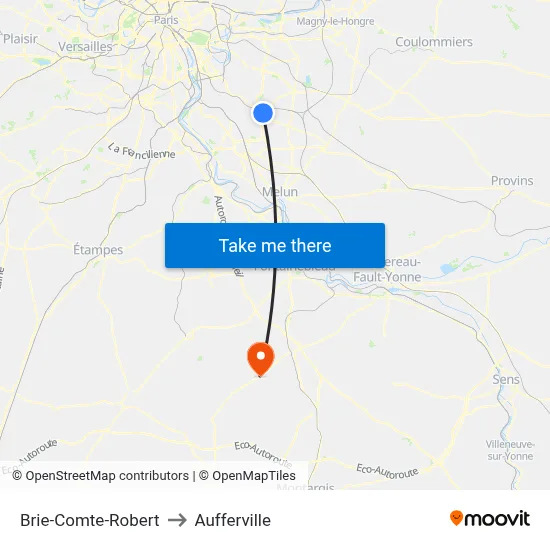 Brie-Comte-Robert to Aufferville map