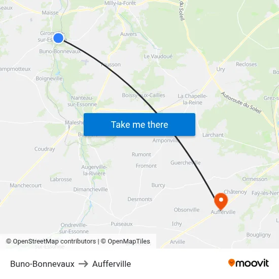 Buno-Bonnevaux to Aufferville map