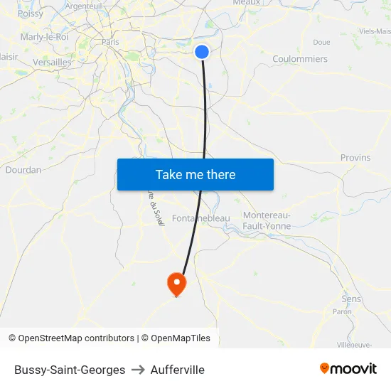 Bussy-Saint-Georges to Aufferville map