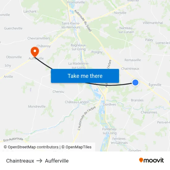 Chaintreaux to Aufferville map