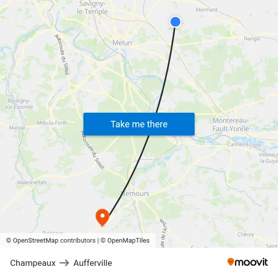 Champeaux to Aufferville map