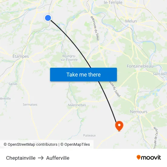 Cheptainville to Aufferville map