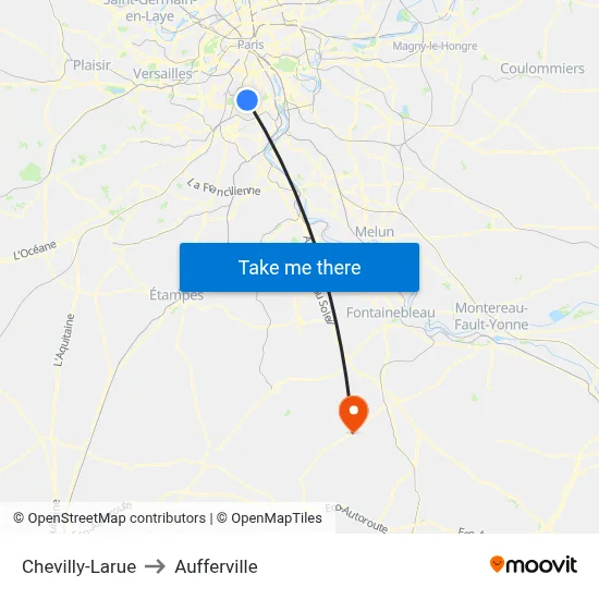 Chevilly-Larue to Aufferville map