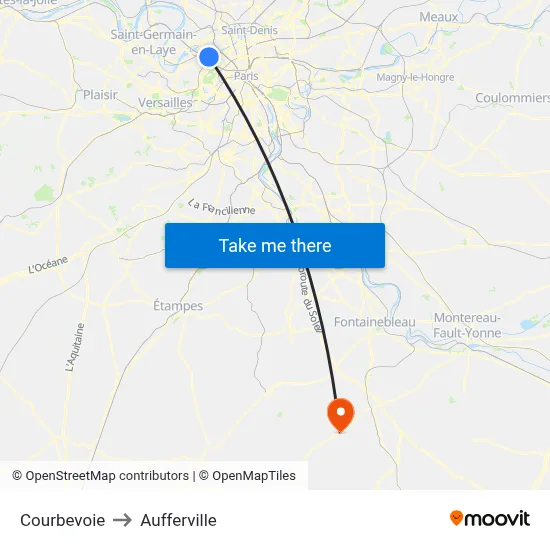 Courbevoie to Aufferville map