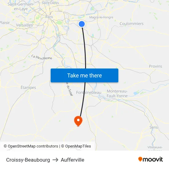 Croissy-Beaubourg to Aufferville map
