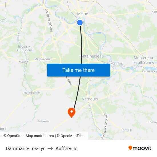 Dammarie-Les-Lys to Aufferville map