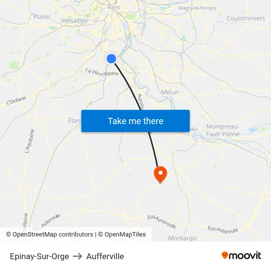 Epinay-Sur-Orge to Aufferville map