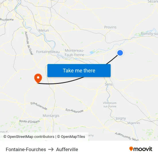 Fontaine-Fourches to Aufferville map