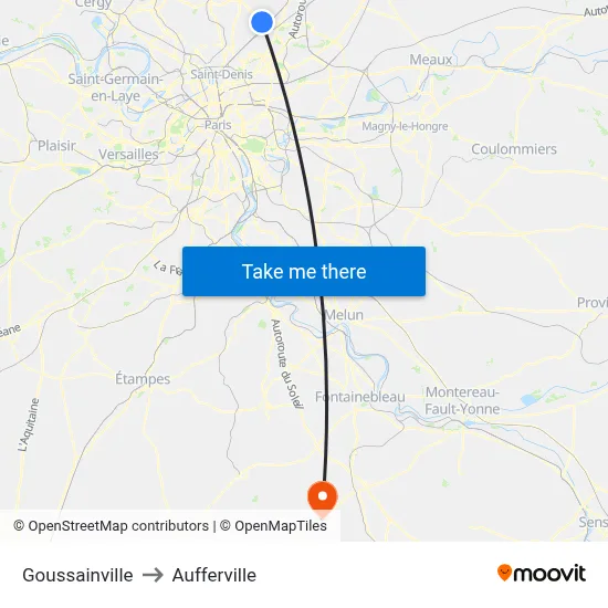 Goussainville to Aufferville map
