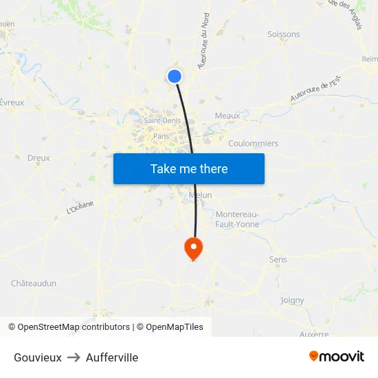 Gouvieux to Aufferville map