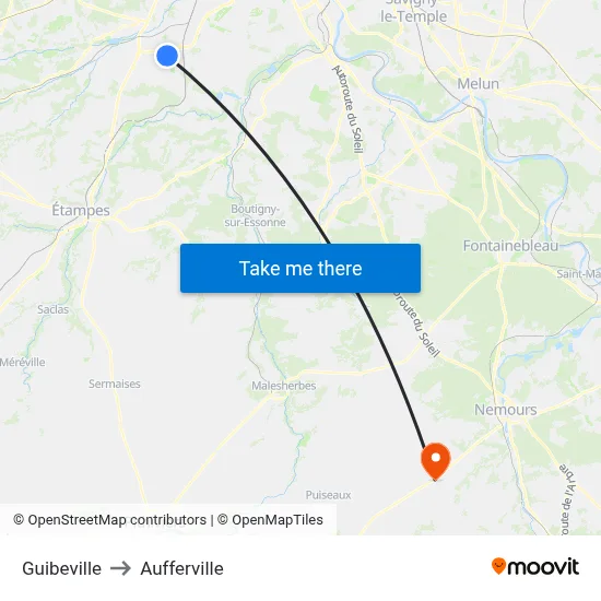 Guibeville to Aufferville map