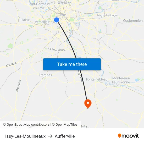 Issy-Les-Moulineaux to Aufferville map