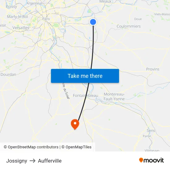 Jossigny to Aufferville map
